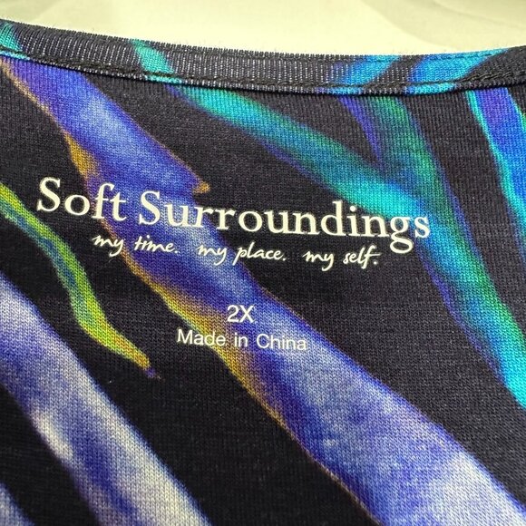 Soft Surroundings Mariyaba Maxi Dress Sz 2X Colorful Ruched Jersey Knit - Picture 3 of 10